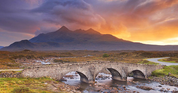 The Cuillin Mountains are located a short drive from Caberfeidh Boat House self catering accommodation near Portree with sea views